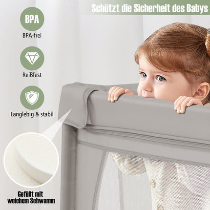 Baby Playpen with 50 Balls & 2 Doors & Breathable Net & Zipper Grey