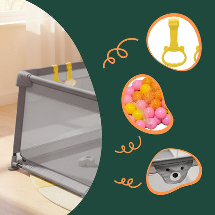Baby Playpen with 50 Balls and Basketball Hoop