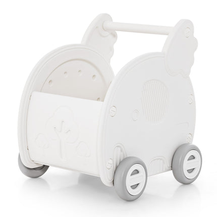 Baby Push Walker 4-Wheel Elephant Shape, White, HDPE