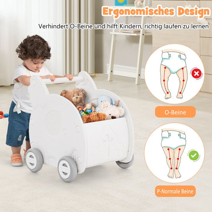 Baby Push Walker 4-Wheel Elephant Shape, White, HDPE