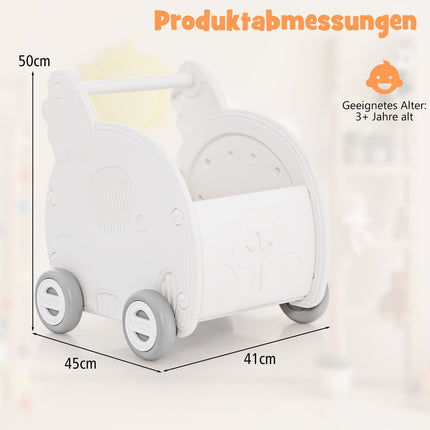 Baby Push Walker 4-Wheel Elephant Shape, White, HDPE