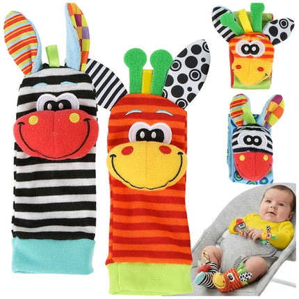 Baby Rattle Set, 4-Piece Hand Bands & Socks