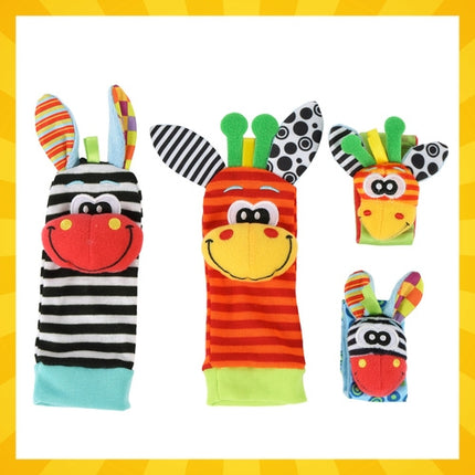 Baby Rattle Set, 4-Piece Hand Bands & Socks