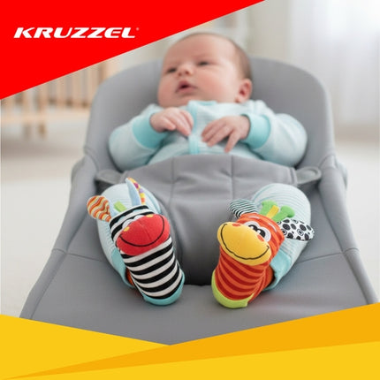 Baby Rattle Set, 4-Piece Hand Bands & Socks