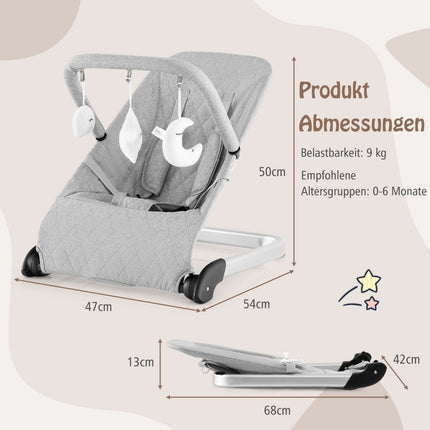 Baby Rocker Foldable Baby Swing with 5 Point Safety Belt Portable Rocker Seat Gray