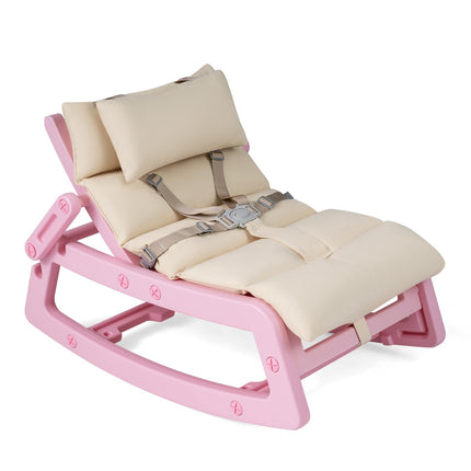 Baby Rocking Chair 2-in-1, 4-Position Recliner, Pink