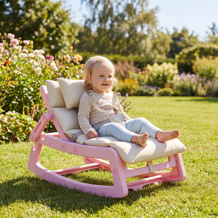 Baby Rocking Chair 2-in-1, 4-Position Recliner, Pink