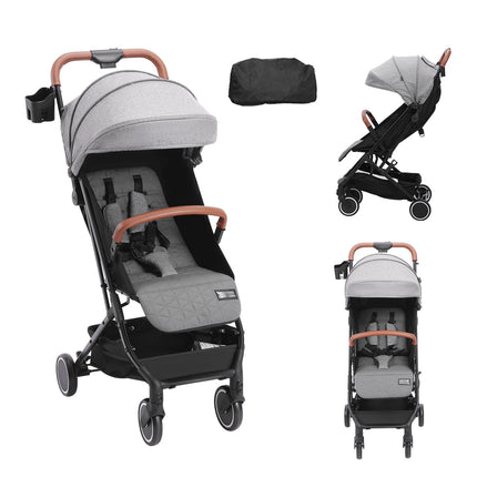 Baby Stroller, 95-175 Recline, One-Hand Fold, Dark Grey