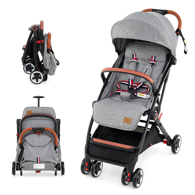 Baby Stroller With Canopy, 95-175 Recline, Gray