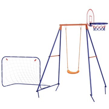 Children's swing - soccer goal, basketball hoop, steel frame