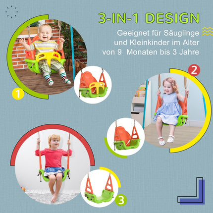 Adjustable Outdoor Toddler Swing, 9M+, 70kg Capacity, Green