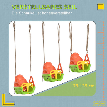 Adjustable Outdoor Toddler Swing, 9M+, 70kg Capacity, Green