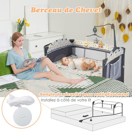 Baby Travel Cot 5-in-1, Mattress, Changing Table