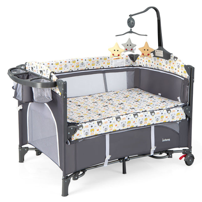 Baby Travel Cot 5-in-1, Mattress, Changing Table