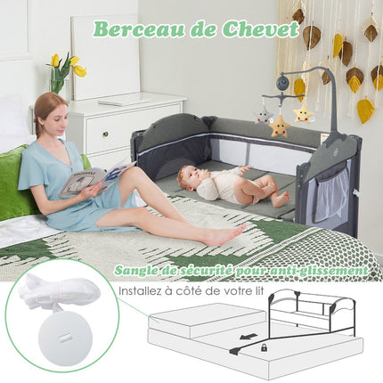 Baby Travel Cot 5-in-1 With Mattress, Changing Table