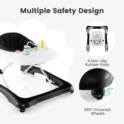 Baby Walker 3-In-1, Foldable, Adjustable Height, Black