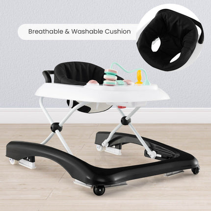 Baby Walker 3-In-1, Foldable, Adjustable Height, Black