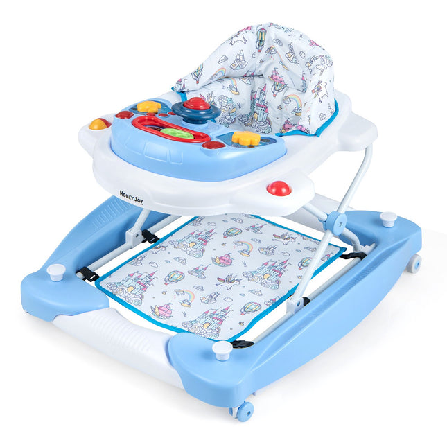 Baby Walker, 6-in-1 Foldable, Adjustable Height, Music Tray