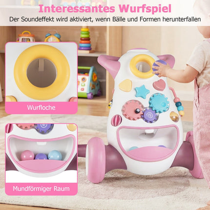 Baby Walker with Music & Lights, Montessori Games, Pink