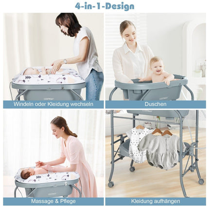 Baby changing table with bathtub Portable changing table with PVC cover Gray