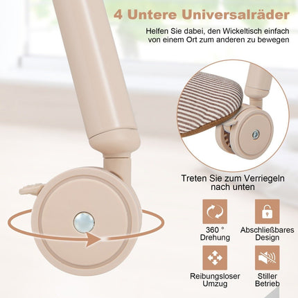 Baby changing table with bathtub Portable changing table with PVC cushion 86 x 50 x 100 cm beige