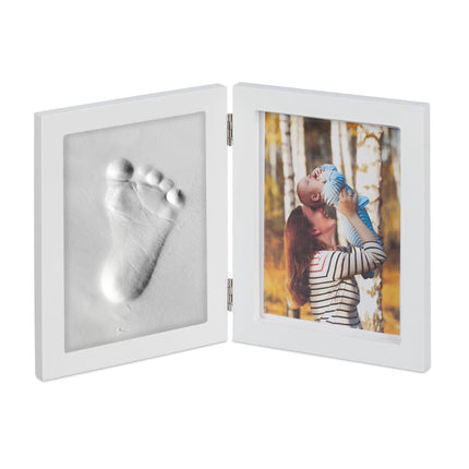 Baby picture frame with plaster cast