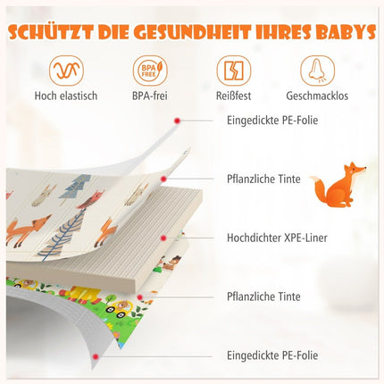 Baby play mat foldable baby mat double-sided crawling mat made of XPE material giraffe deer