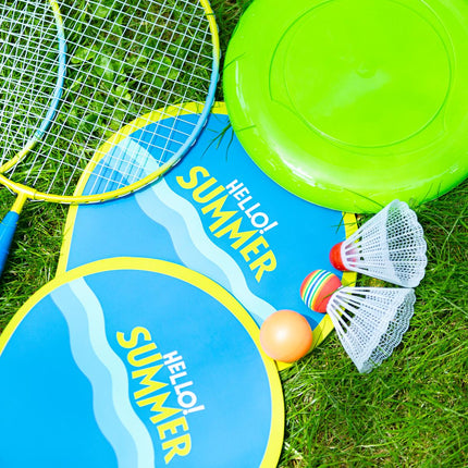 Badminton & Beach Set: 2 Racquets, Shuttlecocks, Frisbee
