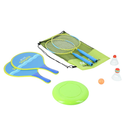 Badminton & Beach Set: 2 Racquets, Shuttlecocks, Frisbee