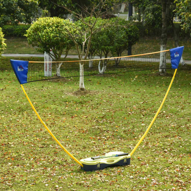 Portable badminton net set with 4 rackets, outdoor use