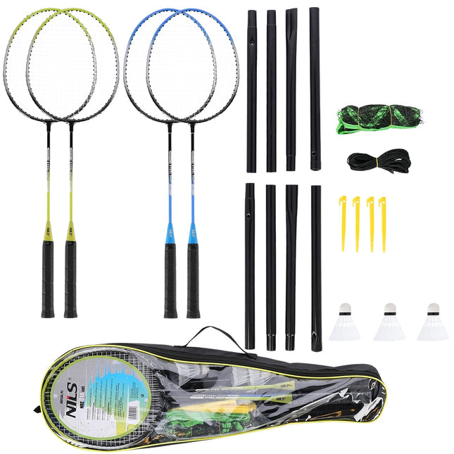 Badminton Set – 4 Rackets, 3 Shuttlecocks, Net & Cover