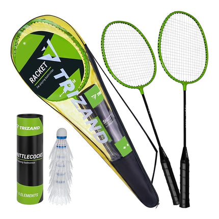 Badminton Set 9 Pieces with 2 Rackets and 6 Shuttlecocks, Case