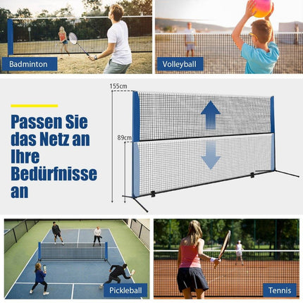 Badminton net with stand, shuttlecock net height adjustable with 2 shuttlecocks & carrying bag 420 x 102 x 89-155 cm