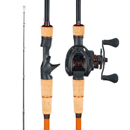 Baitcasting Rod and Reel Combo, 7 ft IM7 Carbon, 7.0:1