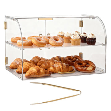 Bakery Display Case, 2-Tier Acrylic, Magnetic Doors