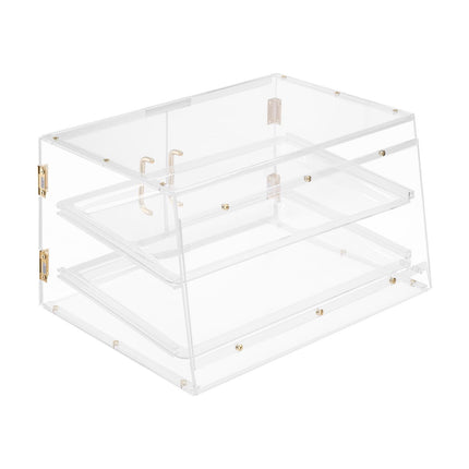 Bakery Display Case, 2-Tier Acrylic, Magnetic Rear Doors