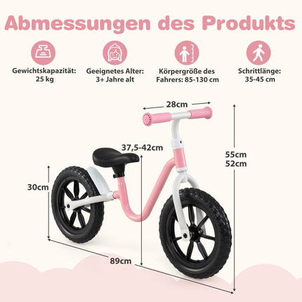 Balance Bike, Adjustable Seat & Handlebar, 12-Inch Wheels