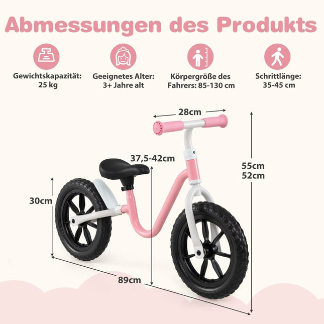 Balance Bike, Adjustable Seat & Handlebar, 12-Inch Wheels