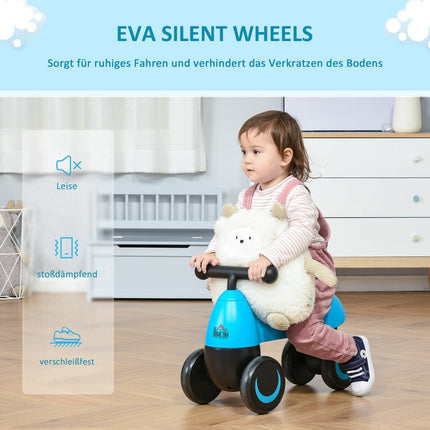 Balance bike for toddlers, 4-wheel, ages 18-36 months, blue