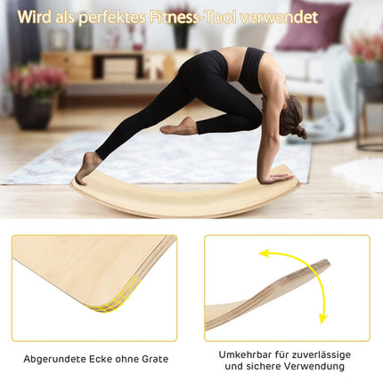 Balance Board Curvy Board Balancing board made of wood 90 x 30cm