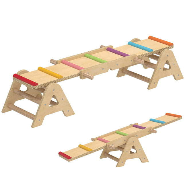 Balance Board & Seesaw for Kids, Wooden, 133 x 38 x 24 cm
