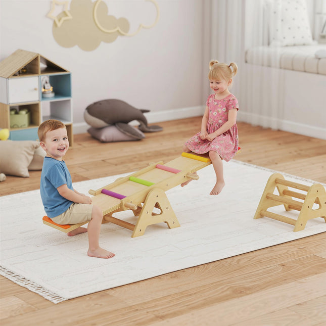 Balance Board & Seesaw for Kids, Wooden, 133 x 38 x 24 cm