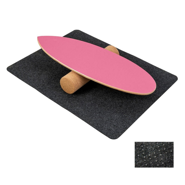 Balanceboardset met kurken rol en vilten mat