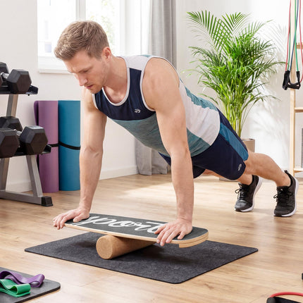 Balance Board Trainer with Cork Roller, Stoppers, 73x27 cm