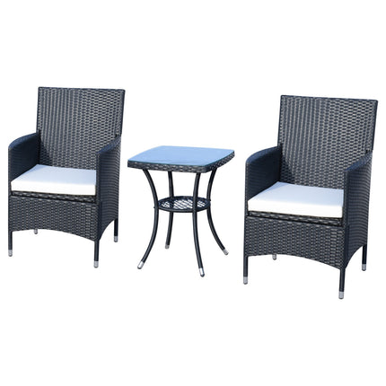 Polyrattan garden balcony seat for 2, black