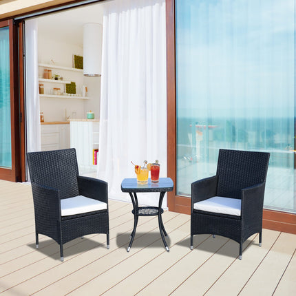 Polyrattan garden balcony seat for 2, black