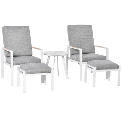 Adjustable balcony furniture set for 4 - Aluminum Grey/White