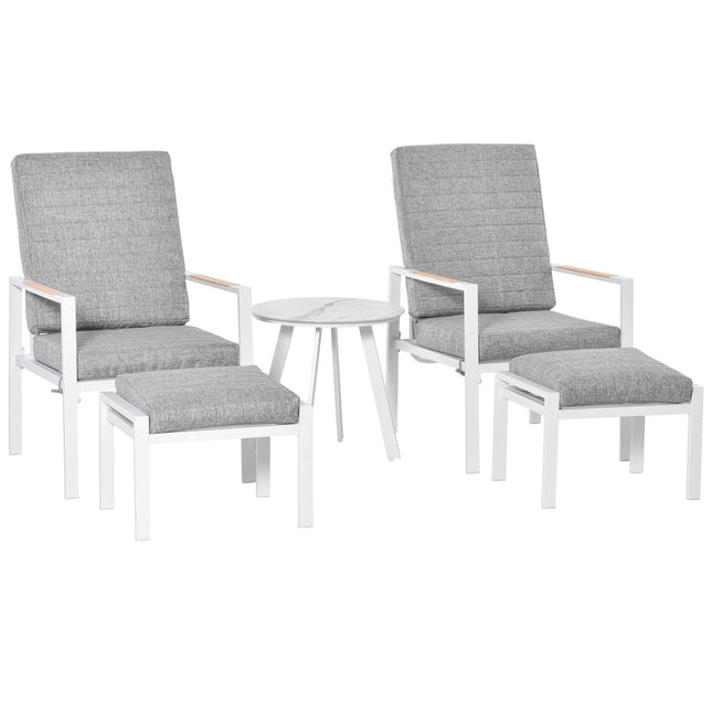 Adjustable balcony furniture set for 4 - Aluminum Grey/White