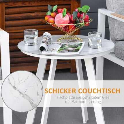 Adjustable balcony furniture set for 4 - Aluminum Grey/White