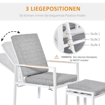 Adjustable balcony furniture set for 4 - Aluminum Grey/White